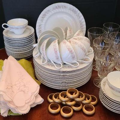Floral China, Glassware, & Table Linens