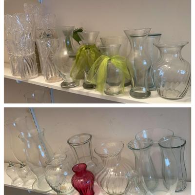 Lots Of Clear Glass Vases 