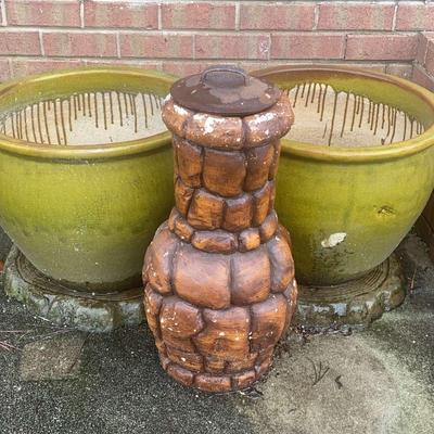Large Green Planters & Decorative Pot With Lid