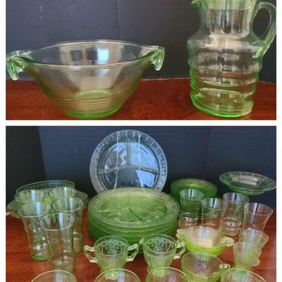 Green Uranium Glass Tableware 
