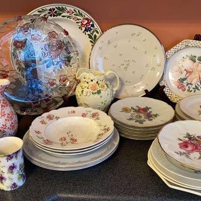 Floral China Featuring Lenox Plate & Crystal Platter