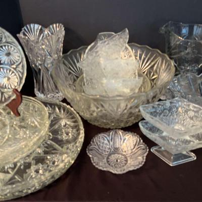 Cut Glass Punch Bowl, Platters And More