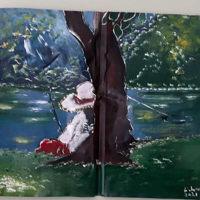 Signed Painting On Metal Sheet By Leonard Jones