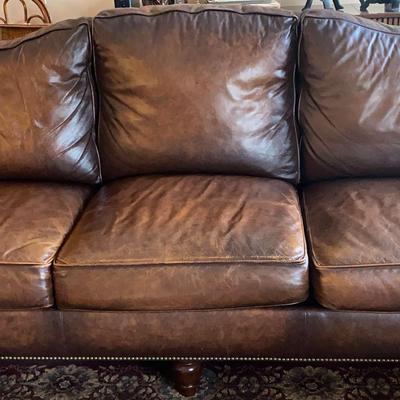 Haverty’s Brown Leather Look Sofa 