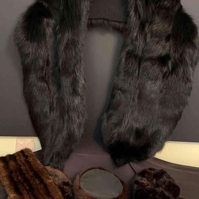 Black Fur Stole & Scarf With Lady’s Hats Featuring Mink Chapeau By Ledity
