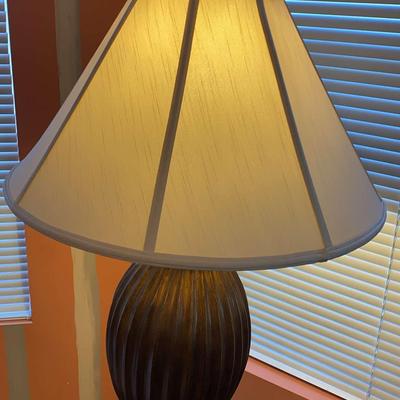Copper-Toned Wooden Lamp