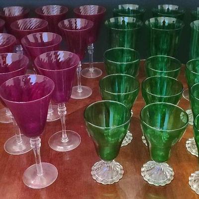 Green & Pink Glassware