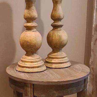 Wooden Side Table with Candle Holders 