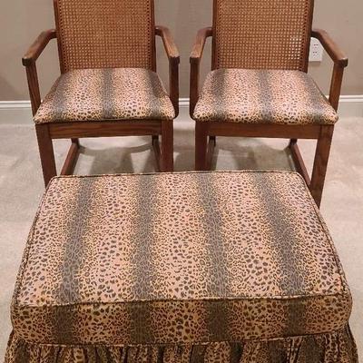 Upholstered Wooden Armchairs With Matching Ottoman 