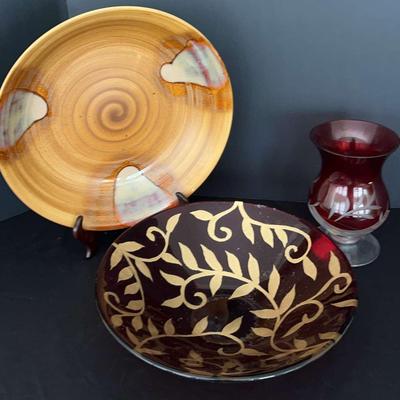 Decor Featuring A Ruby Red Crystal Vase By Lenox 