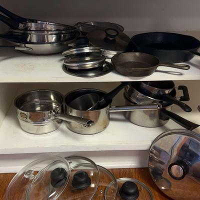 Pots And Pans Featuring Two Cast Iron Pans