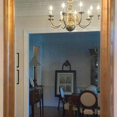 Large Beveled Mirror In Gold Toned Frame