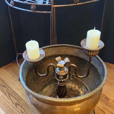 Copper-Toned Tables, Planter & Candelabra 