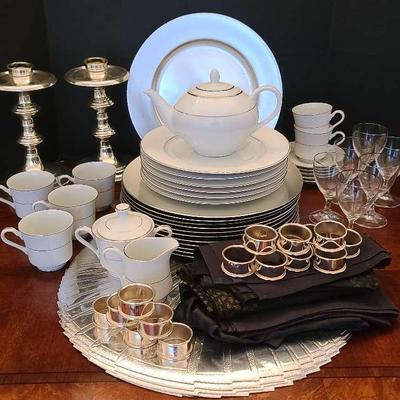 Silver And White Themed Tablescape