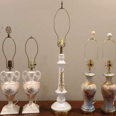 Five Floral Table Lamps