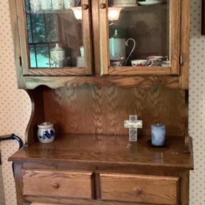 Sale Photo Thumbnail #137: Hutch 2 drawers and cabinet at bottom glassed in shelves at top