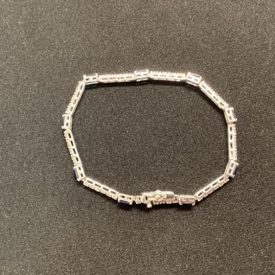 Sale Photo Thumbnail #20: Silver Bracelet with Synthetic Sapphire Jewels