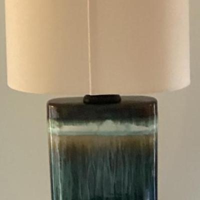 Sale Photo Thumbnail #55: Lamp green base with ivory shade
