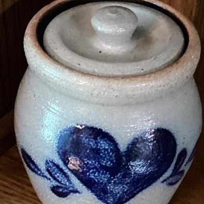 Sale Photo Thumbnail #104: Blue heart lidded jar