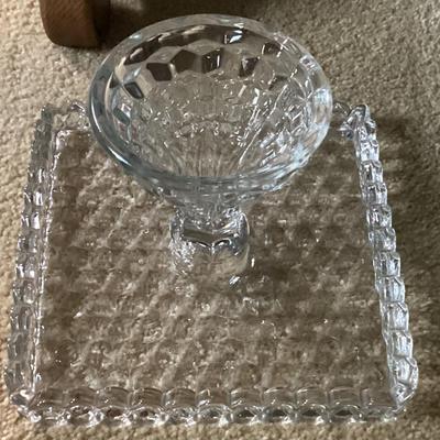 Sale Photo Thumbnail #178: Cut glass square plate and goblet