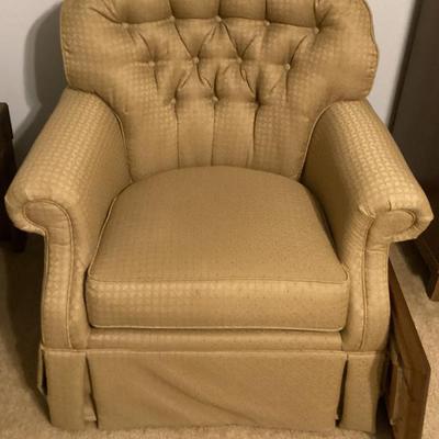 Sale Photo Thumbnail #144: Button and tuck skirted arm chair
