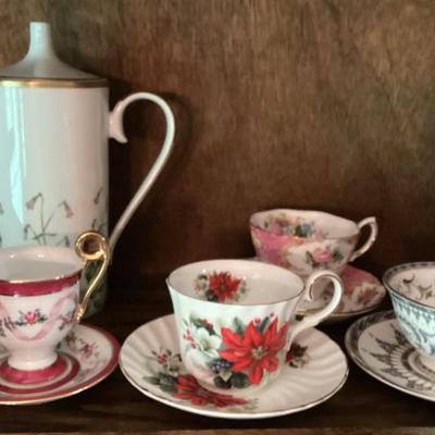 Sale Photo Thumbnail #163: Coffee pitcher and cups and saucers