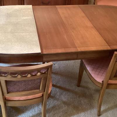 Sale Photo Thumbnail #139: Mid century modern dining room table 2 leaves pad covers and 6 chairs