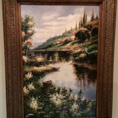 Sale Photo Thumbnail #98: Wall art oil painting artist t cole forest scene