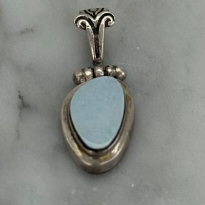Silver Pendant With Opal-like Inset