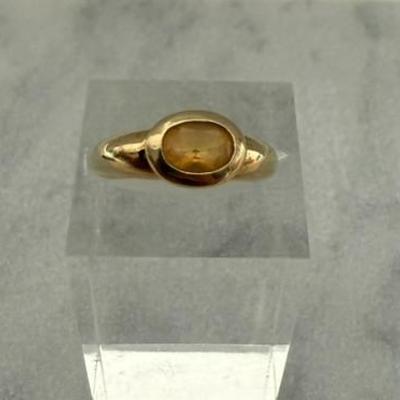 14K Yellow Gold Ring W/Citrine Stone, Size 6, 2.97 Grams