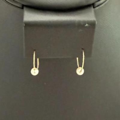 14K Yellow Gold With Pearl Hoop Earrings - .40 Grams