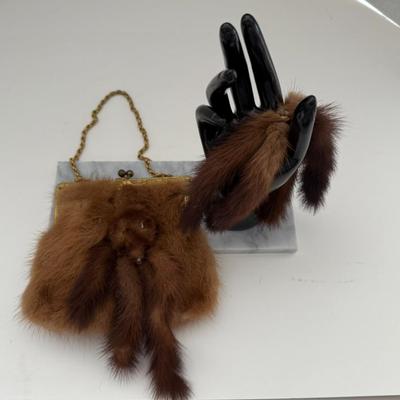 Vintage Mink Purse & (4) Mink Tails