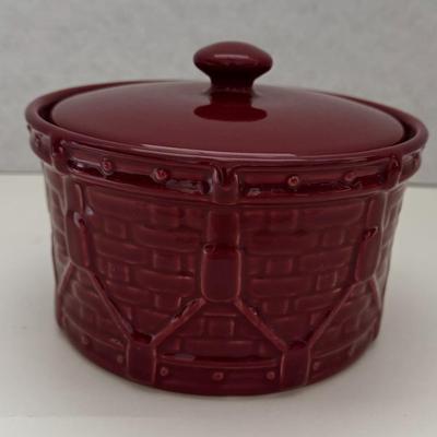 Longaberger Pottery Woven Drum Crock, Paprika Color, Item No 30485