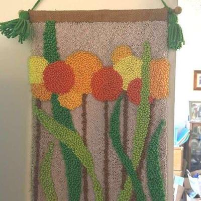 Mid Century Floral Textile & Fiber Art