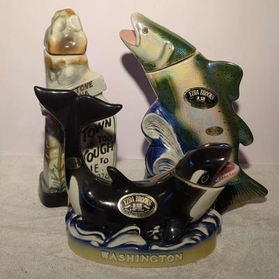 Ezra Brooks Figural Spirits Bottles Ceramic 
