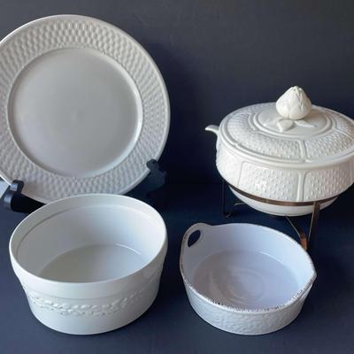 Four Pieces of White Serving Ware