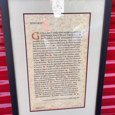 Dark-Framed Desiderate Religious Poem Print