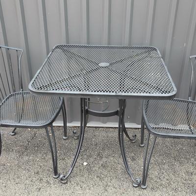 Black Metal Outdoor Patio Table & Chair Set