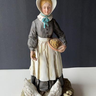 Americana Porcelain McCormick Distilling Company Decanter of Woman Feeding the Chickens