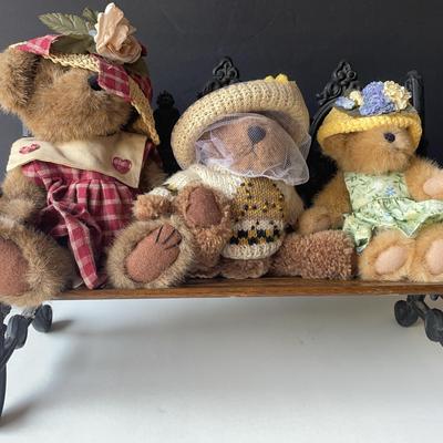 Trio of Bears on a Bench