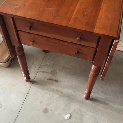 Light Brown Wooden Drop Leaf Table