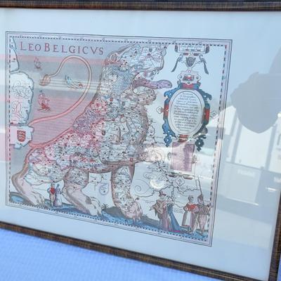 Framed Leo Belgicvs Lion-Form Map Print