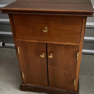 Brown Storage Table with Power Outlets