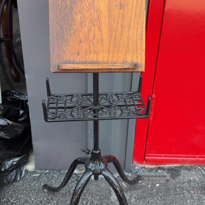 Antique Metal Music Stand W/ Wooden Base