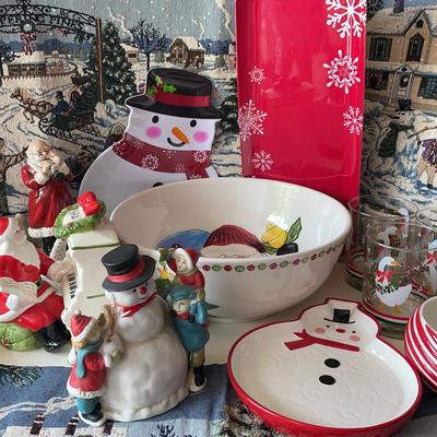 Assorted Christmas Decor & Serve-Ware