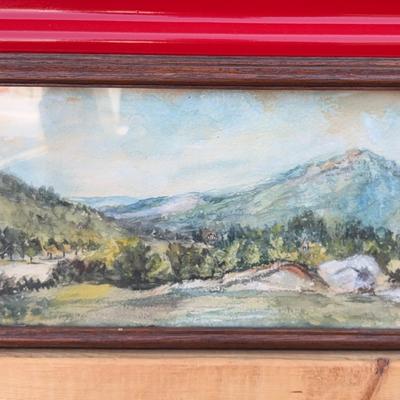 Antique Wood-Framed Original Landscape Watercolor (1921)