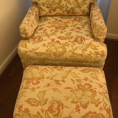Floral Chaise Lounge And Ottoman
