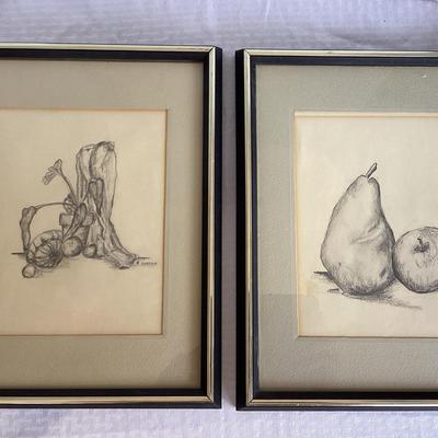 Original Still Life Framed Drawings (2)