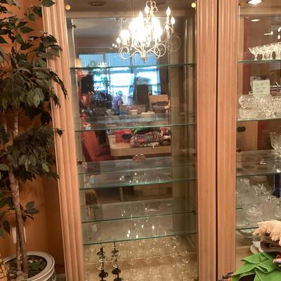Blond Wood Glass China Cabinet