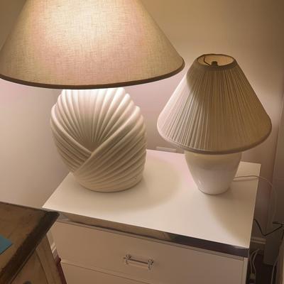 Two White Table Lamps